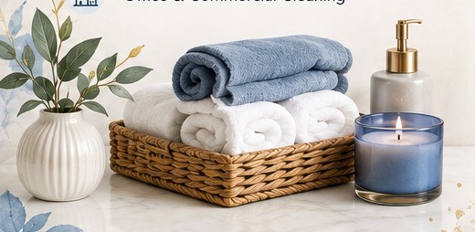 Fresh towels and cleaning products